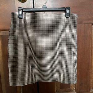 Brown black plaid fitted skirt